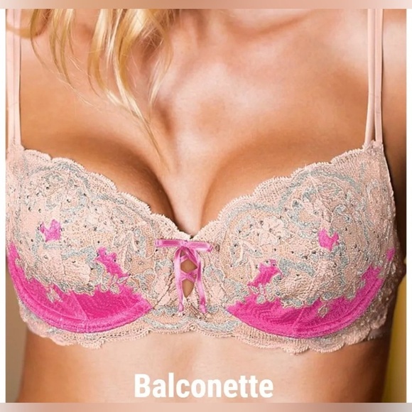Victoria's Secret Other - Victoria’s Secret Very Sexy Embroidered Balconette Push Up Bra With Crystals